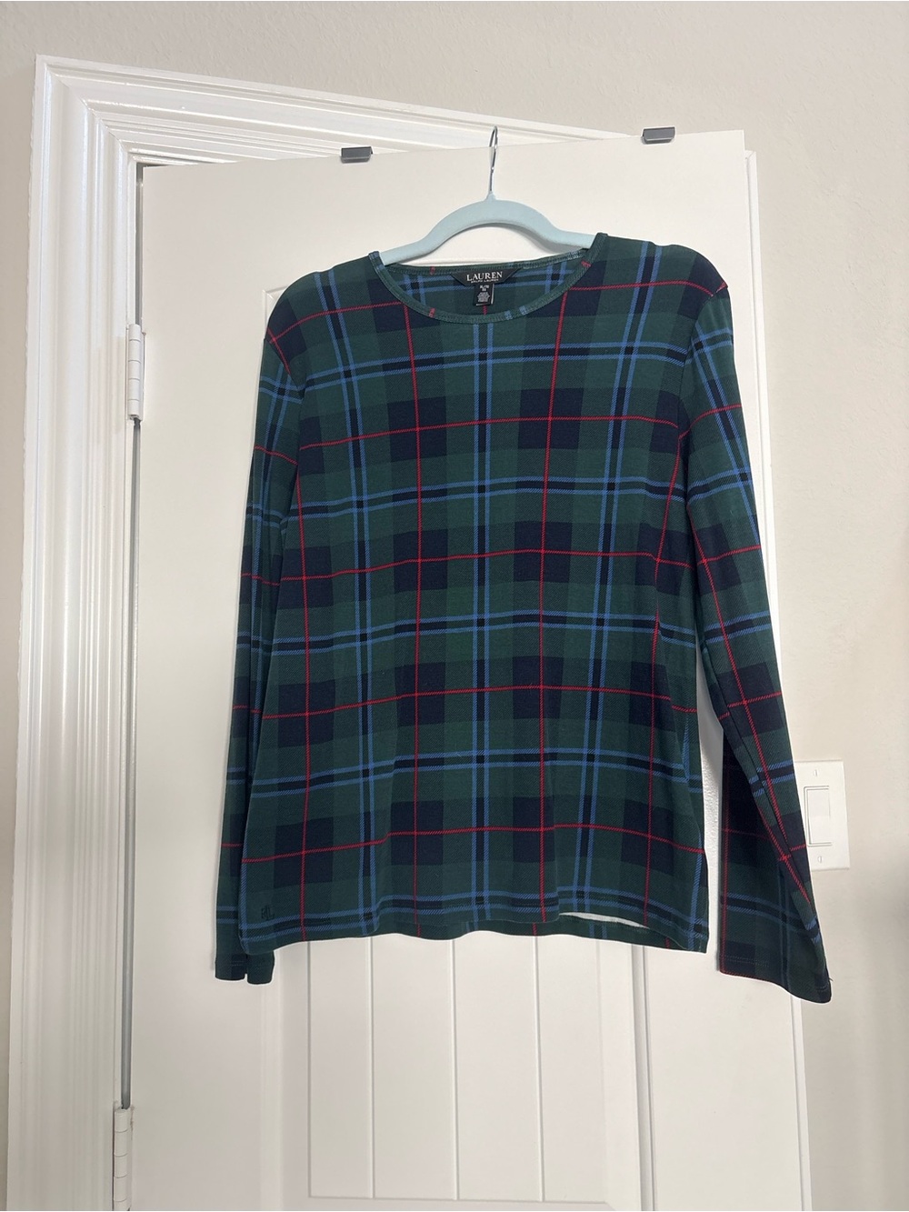 NWOT Lauren Ralph Lauren Green Plaid Long Sleeve Top – XL
